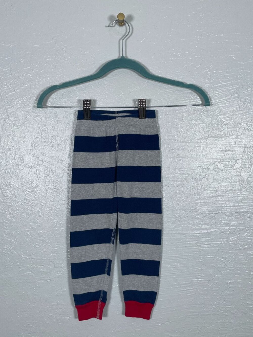 Hanna Andersson Kids 3T Gray Navy Blue Red Stripe Pajama Pants Organic Cotton